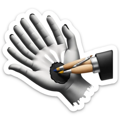 Visualize on-brand content — instantly. black white pallete preferred. hand painting on a canvas sticker