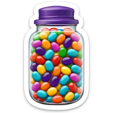 A Jar Without A Face & With Red, Orange, Yellow, Green, Dark Green, Blue, Purple, Indigo, Violet, Pink, Brown, White, Grey, Black, Cyan, Magenta, Maroon, Beige, Lavender & Teal Colored Jelly Beans Inside sticker