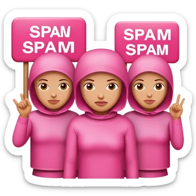 artists in pink protesting for spam meat sticker