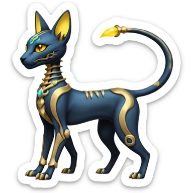 Skeletal skull-faced slim elegant thin beautiful Bastet-Umbreon-Solgaleo-Salandit-fusion sticker