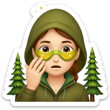 forest rogue rubbing eyes with pollen sparkles sticker