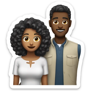 Un chico pelo negro corto y una chica pelo melena rubio cenando sticker