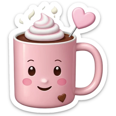 Corazón Light Pink mug of hot chocolate with marshmallows  sticker