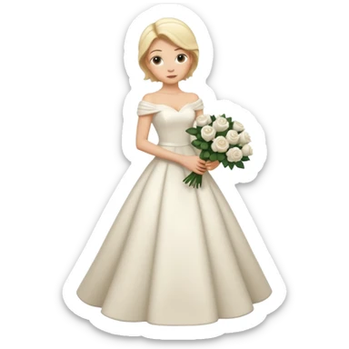 Chica blanca,pelorubi, pelo recogido, vestido novia invierno cuerpo entero sticker