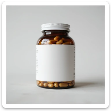 hyperrealistic dietary supplement jar on isolated white background, generic label, 4K details, neutral lighting sticker