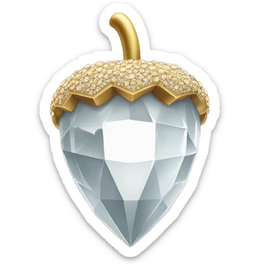 sparkling white diamond Acorn, with stem made of gold sticker