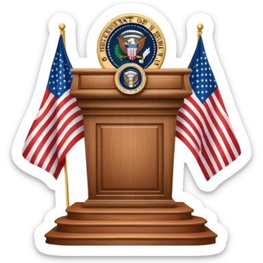 presidential podium with American flag sticker