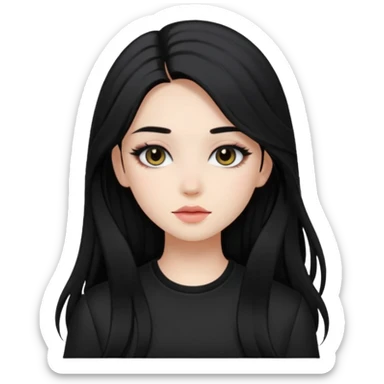 Girl with black and long hair with aesthetic clothes and with aesthetic makeup  sticker