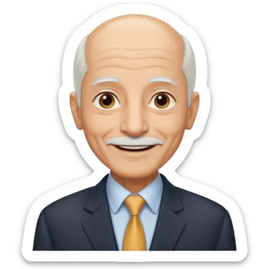 70 yr old man, almost bald, thin white hair, pakistani, business suit
 sticker