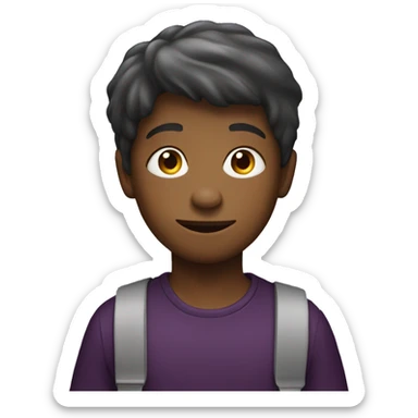 Boy with aubergine sticker