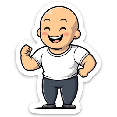 happy laughing cartoon expression of bald strong man, suitable for emoji sticker sticker