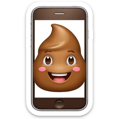 mobile phone with poop emoji on the screen sticker