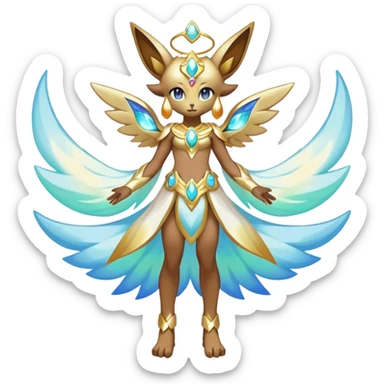 Anthro Sona Colorful Ethereal Godly Celestial Shiny Fakemon Full Body sticker