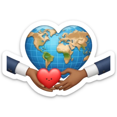 Emoji with whole body and Shake hands emoji with heart and globe showing negotiation of climate change  sticker