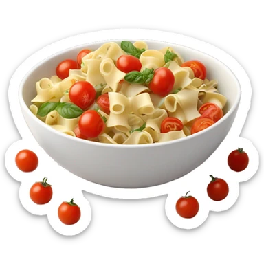 Bow tie pasta salad in a bowl with cherry tomatoes  sticker