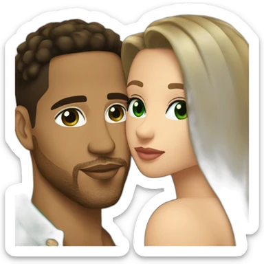 kiss-kiss romeo santos and girl green eyes and very long dark blond hair sticker