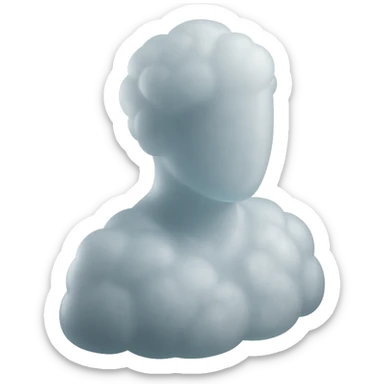 A person from the shoulders up, entirely composed of fluffy white convex clouds sticker