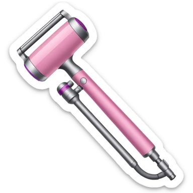Pink Dyson Airwrap styling wand, long cylindrical barrel with rounded curling attachment, glossy pink body, silver accents, realistic sticker