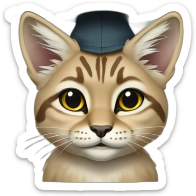 cuty lynx similar to baby yoda with a university mortarboard sticker