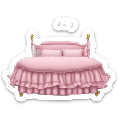 pink bed with ruffles and zebra print and chandelier sticker