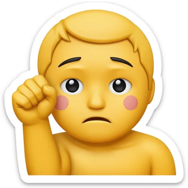 Sad circle face Emoji with fist in the air sticker