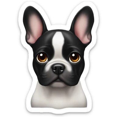Black frenchbulldog with Cute Face and the Right ear down sticker