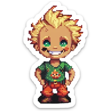 Jack Jack in the style of pixel art, smiling sticker