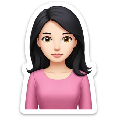 Business dress pink woman caucasian long black hair girl sticker