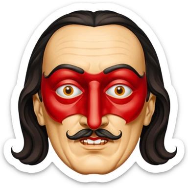 Faites-moi un masque de Salvador Dali d'une manière réaliste, la même série que La Casa de Bapel, et faites-le paraître comme s'il portait du rouge Sans lunettes sticker