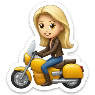 Une fille blonde et un garçon brun sur une moto sticker