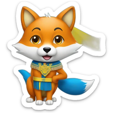 a fox with the flag of Ukraine sticker