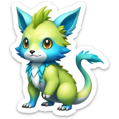 Cute cool colorful fantasy animal hybrid Fakemon full body sticker