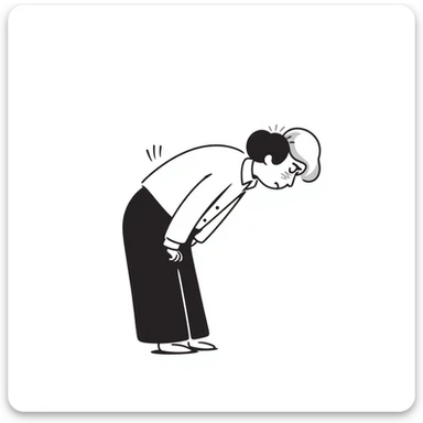 old person with back pain doodle drawing sticker