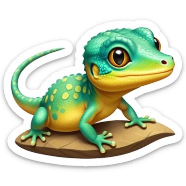 cinematic-cute-realistic gecko-portrait-emoji,-head-tilted-playfully-and-inquisitively,-featuring-a-small,-charming-body-with-smooth,-vividly-patterned-scales,-bright,-sparkling-eyes-and-delicate,-sticky-toe-pads,-simplified-yet-irresistibly-adorable sticker