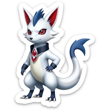 Cool Edgy Nargacuga-Absol-Zangoose-Sneasel-Quilava with a collar on, full body sticker
