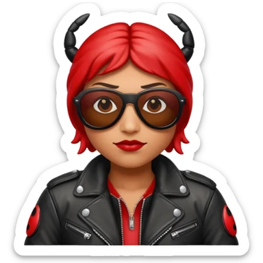 a badass ladybug beetle thug with sunglasses and a leather jacket sticker