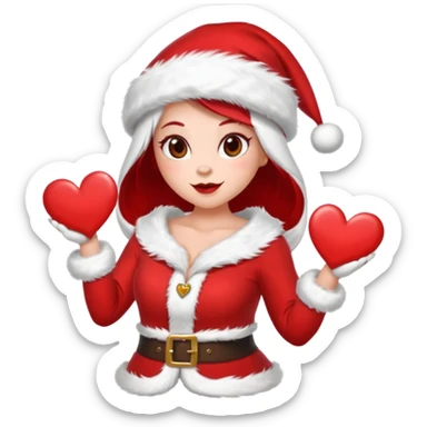 Make an emoji of a couple but as Santa Claws and female Santa Claws with hearths sticker