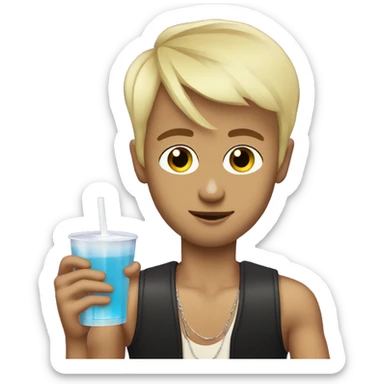 Skinny boy top off blonde side fringe in nightclub with drink in hand  sticker