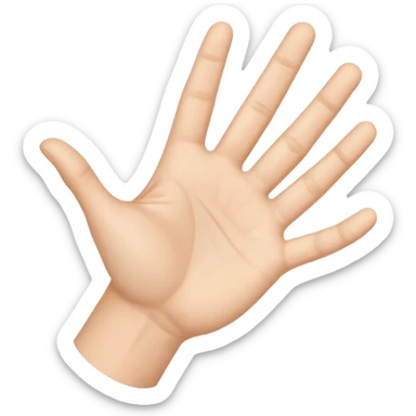 a hand held open, viewed from the side, with the palm facing upward sticker