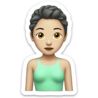 an asian girl with mint swimming suit dying sticker