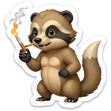 honey badger smoking a cigarette chasing a bear sticker