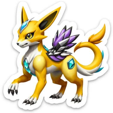 Meloetta-Renamon-Wargreymon-Protogen-Pokémon-Digimon-Fakémon-fusion-hybrid-creature sticker