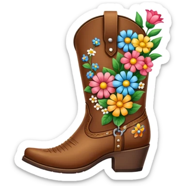 Create a singular cowboy boot filled with flowers sticker