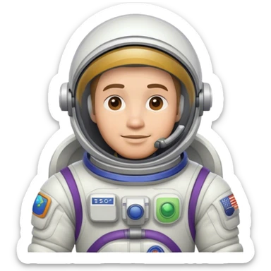 Me puedes ayudar a crear un astronauta que tenga un traje parecido al de buzz de disney, que sea para una empresa de tecnologia, especificamente computadoas sticker