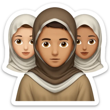 1 man emoji with short hair and 4 veiled women sticker