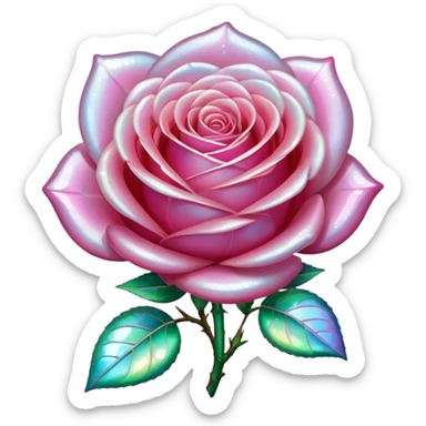 Highly realistic rose that is made with acrylic pearlescent iridescent glass sticker
