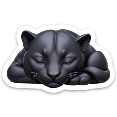 Meme-Worthy cute Sleeping Panther Portrait Emoji, Head resting peacefully with a contented smile, showcasing a luxuriously sleek form and eyes gently closed in serene slumber, Simplified yet comically adorable features, highly detailed, glowing with a soft, drowsy dark light, high shine, relaxed and utterly lovable, stylized with an air of playful laziness, bright and heartwarming, soft glowing outline, capturing the essence of a sleeping panther that feels destined to become the next viral icon of adorable rest! sticker