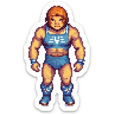 pixel art wrestler inspired by Dagestan, with traditional features sticker