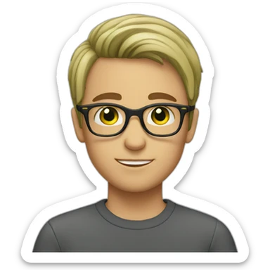 Boy with glasses short hair green eyes sticker