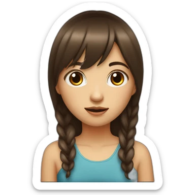 Fille brune abec des yeux bleux avec une frange et des cheuveux long sticker